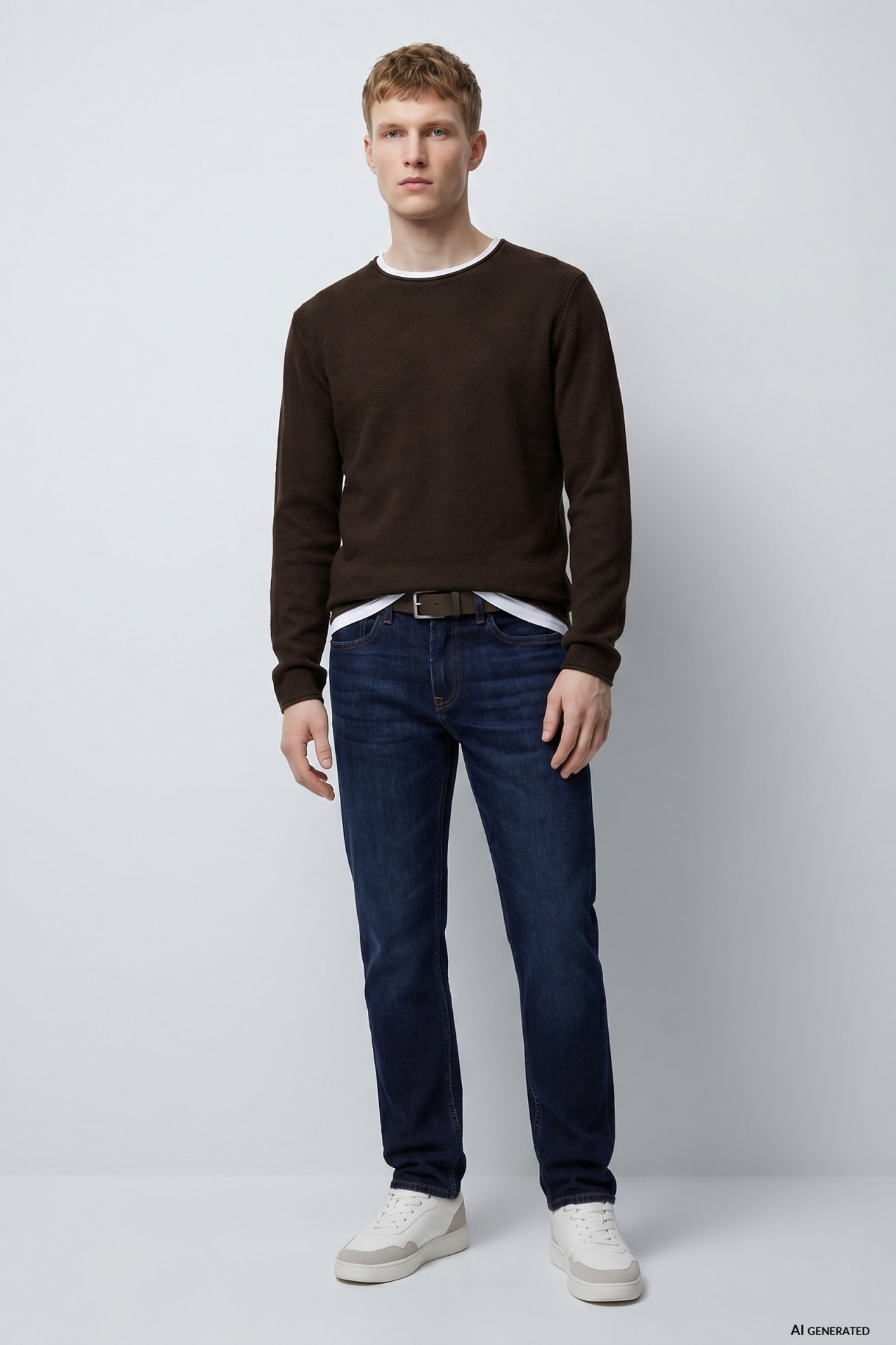 Brown Casual Knit Sweater