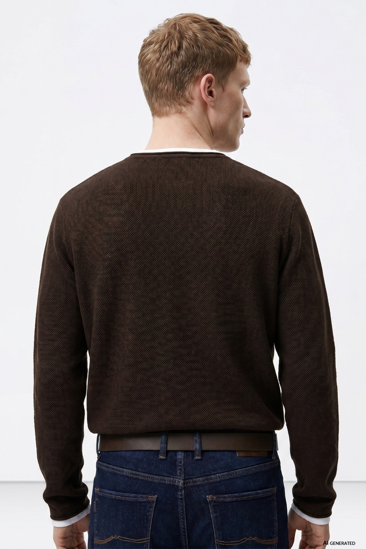Brown Casual Knit Sweater