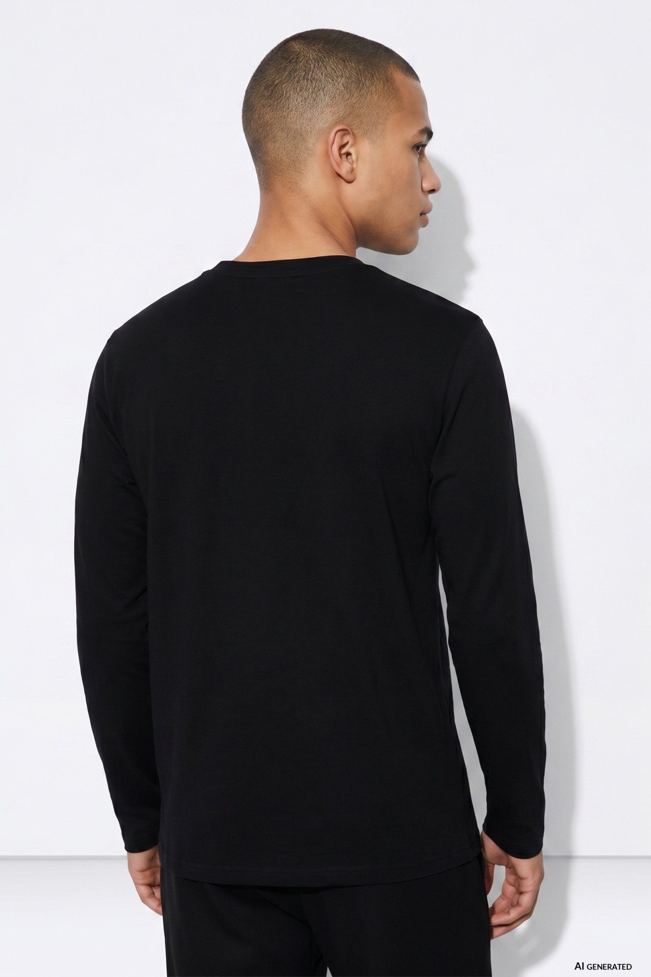 T-shirt preto manga comprida