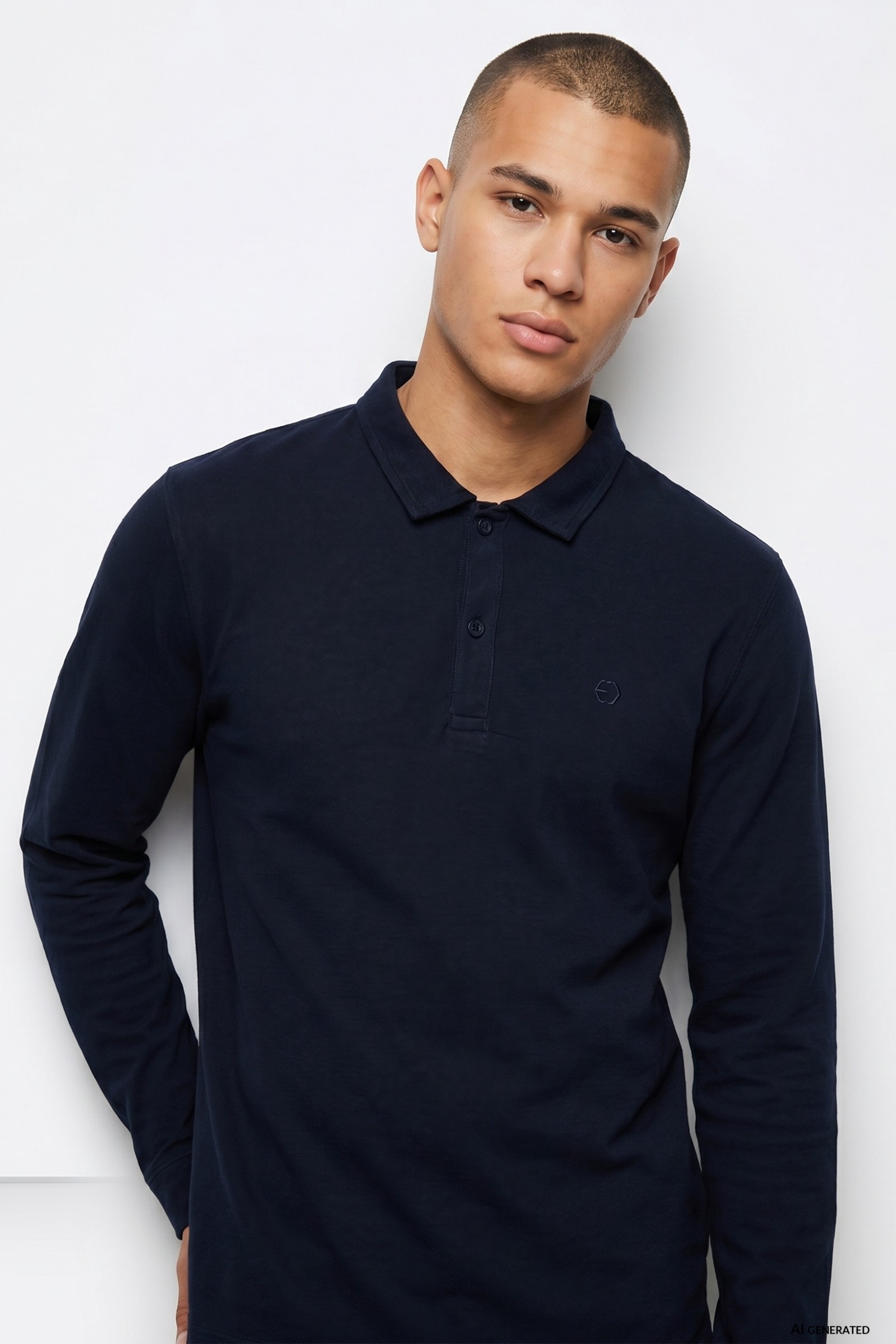 Long Sleeve Polo Blue