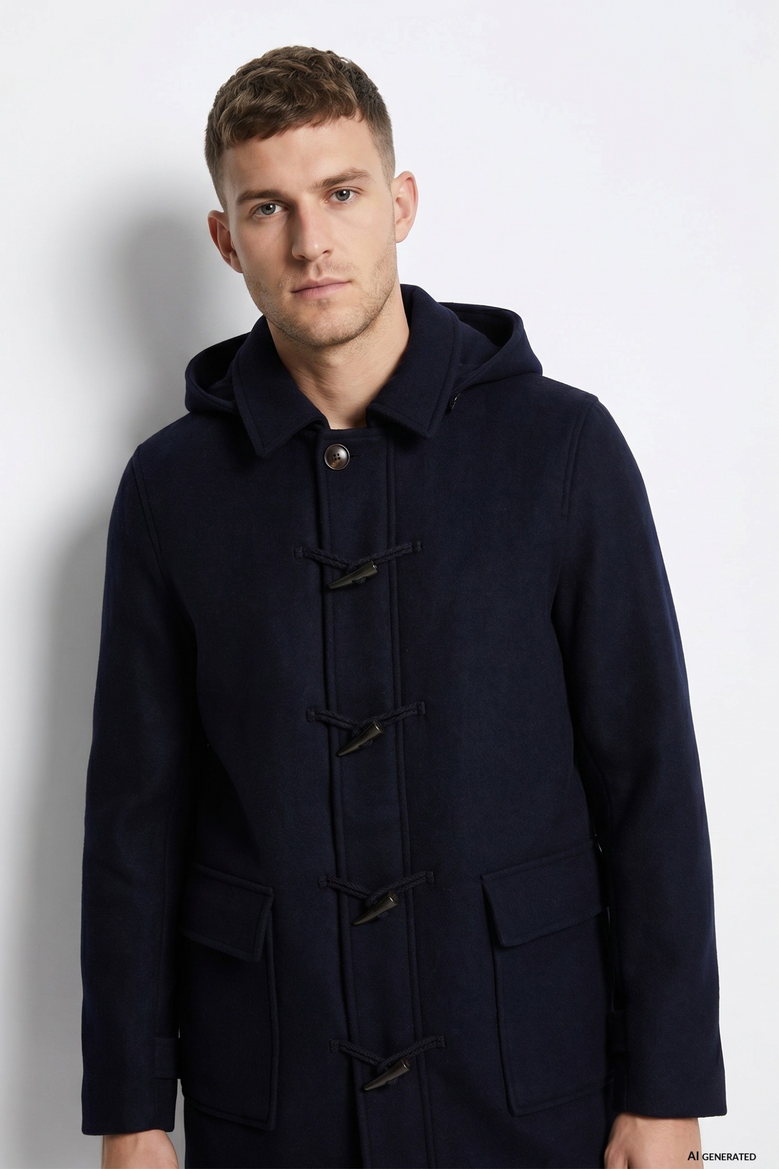 Navy Hooded Long Coat
