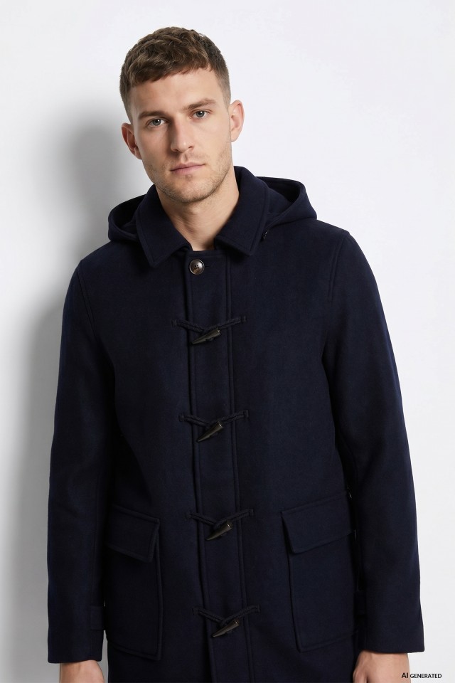 Navy Hooded Long Coat