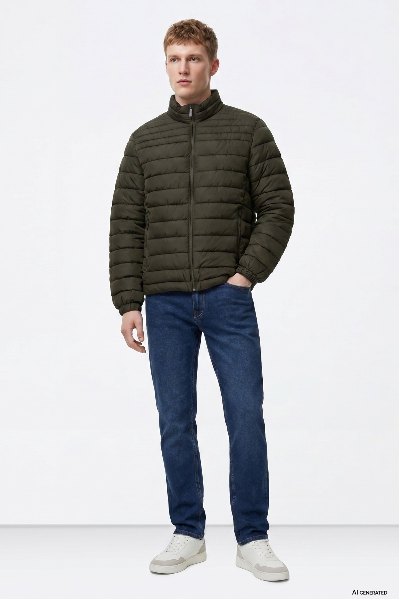 Chaqueta acolchada verde oscuro