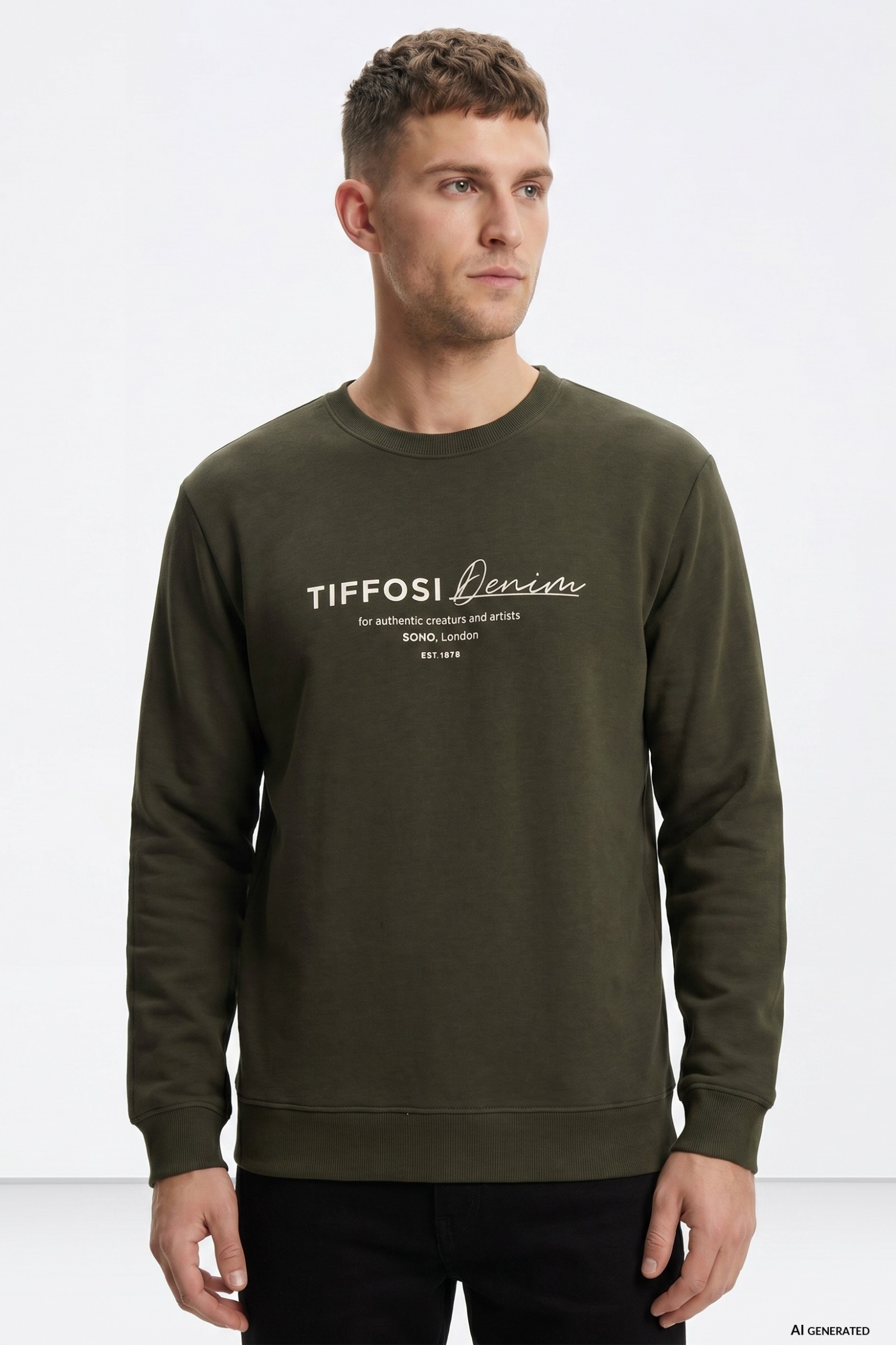 Sudadera verde con logo frontal