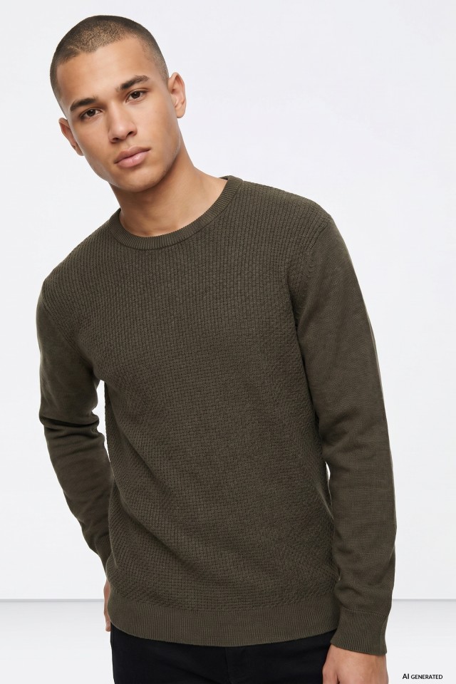 Brown Casual Knit Sweater