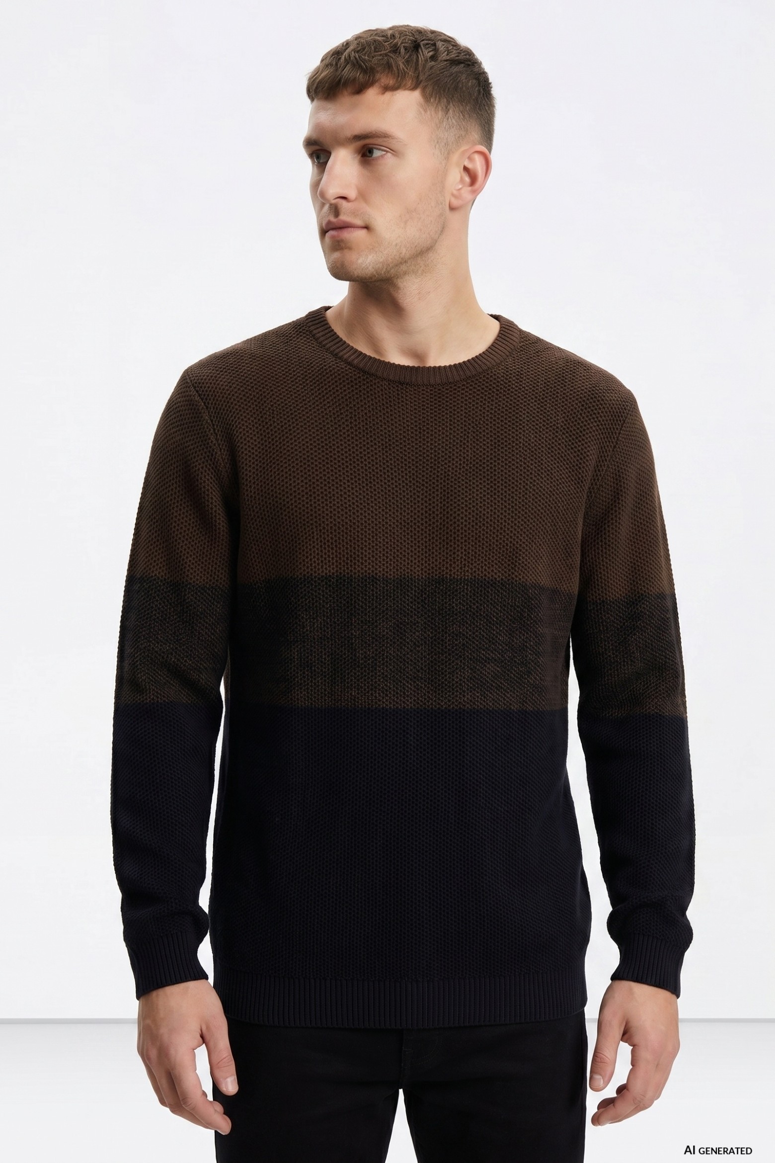Chocolate Colorblock Sweater - 10068189_290 - Tiffosi