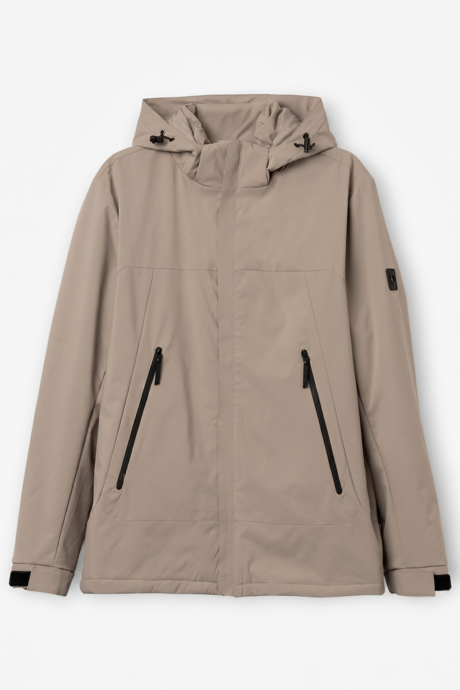 Beige Hooded Zip Jacket