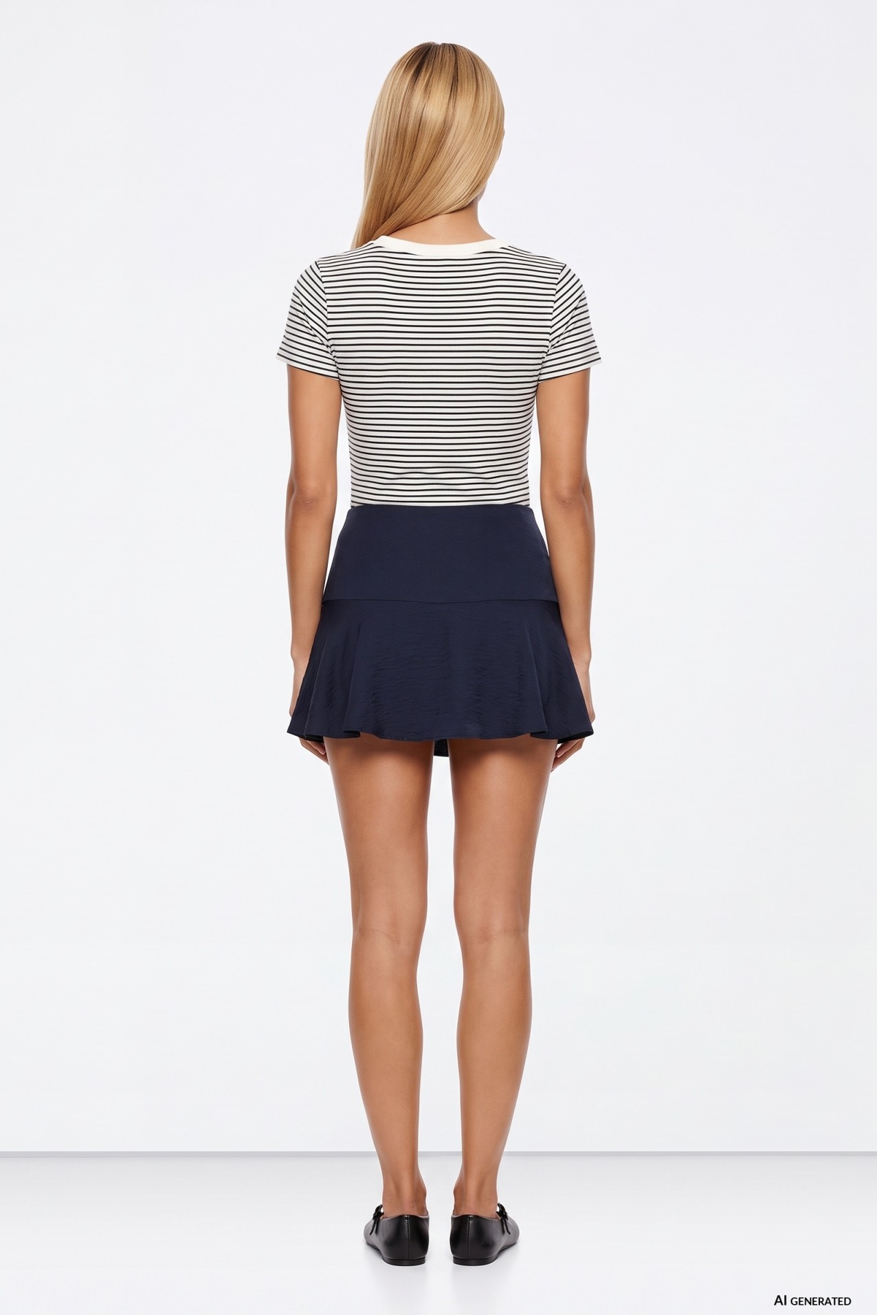 Navy Blue Flared Shorts