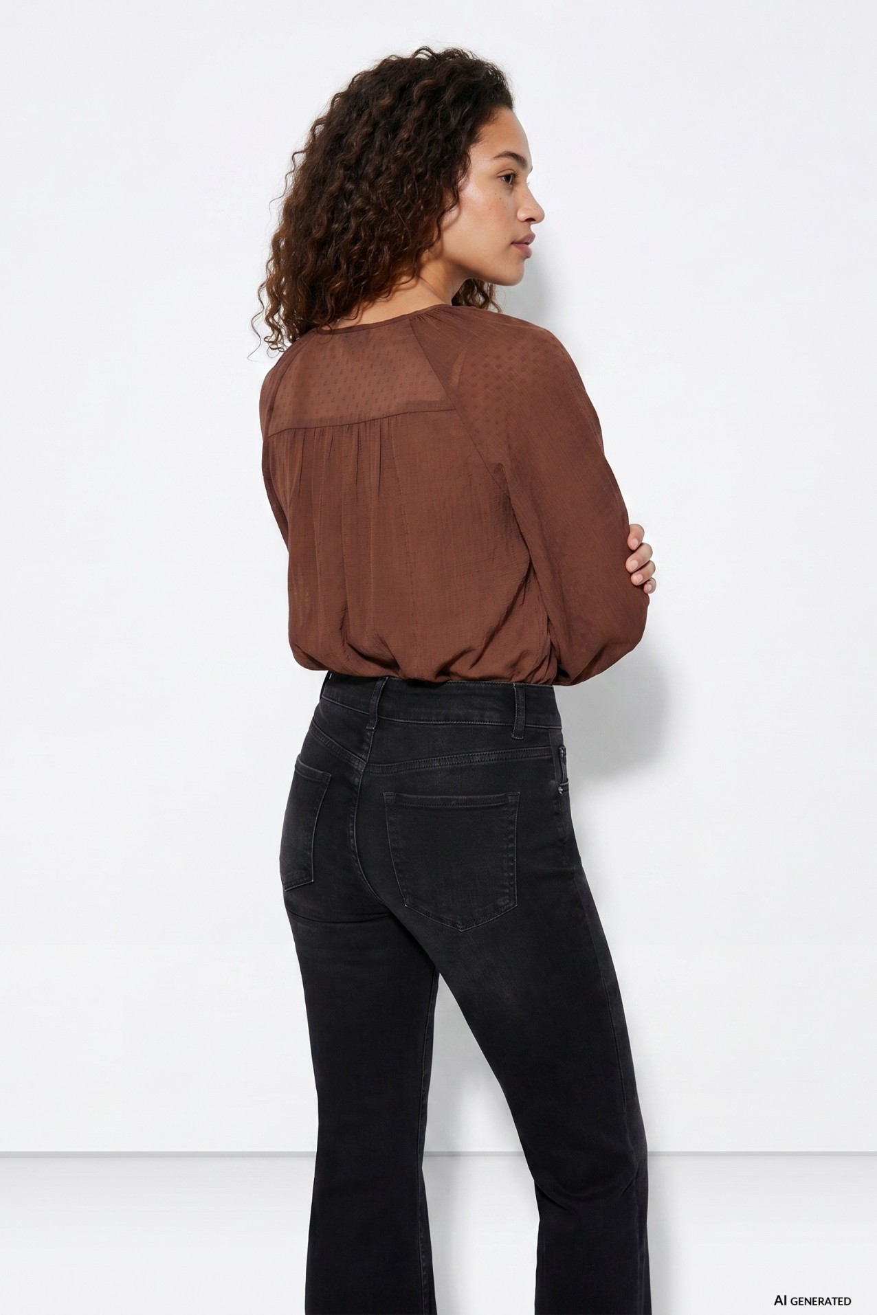 Long Sleeve Brown Blouse