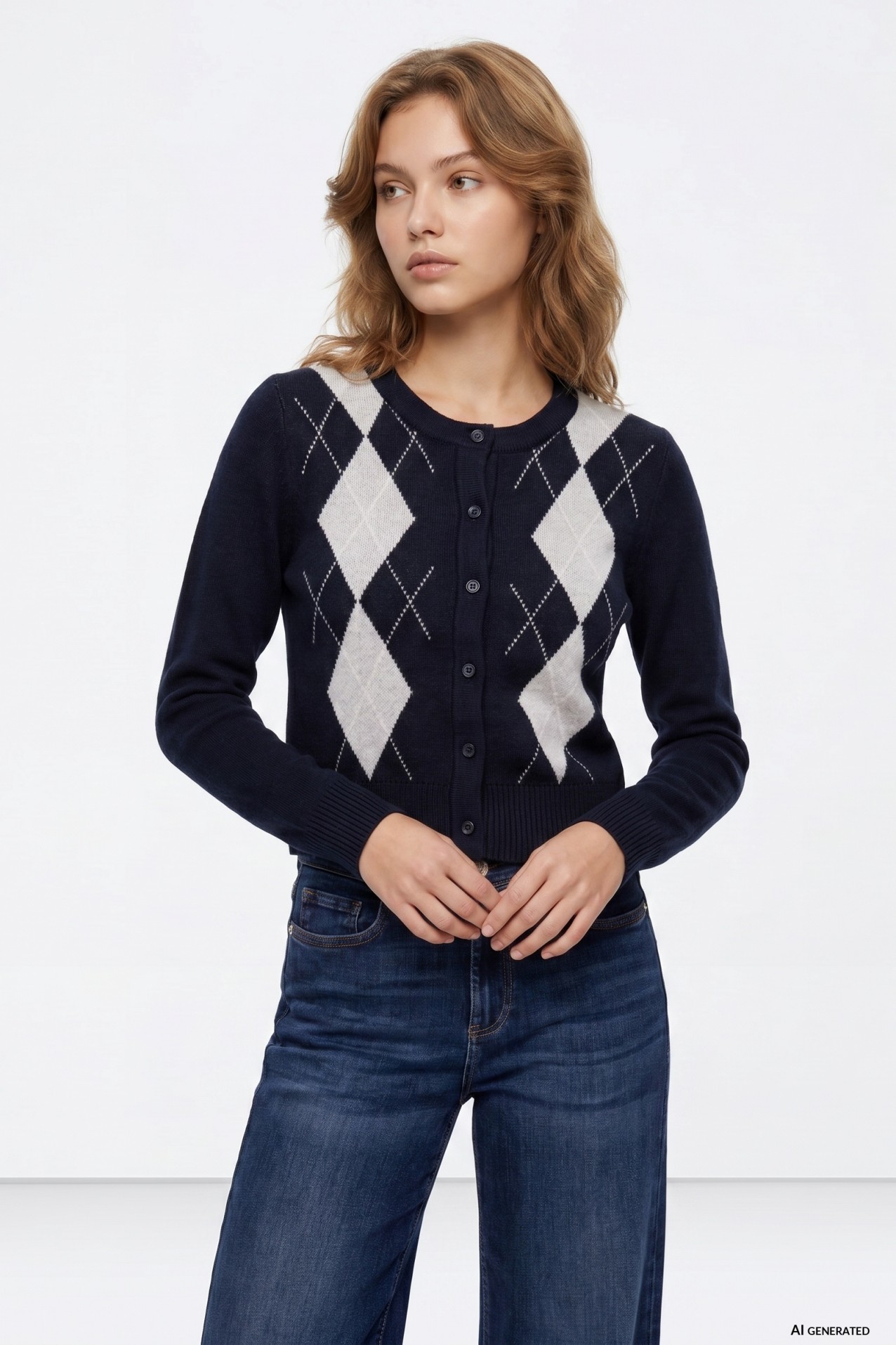 Blue Argyle Cardigan