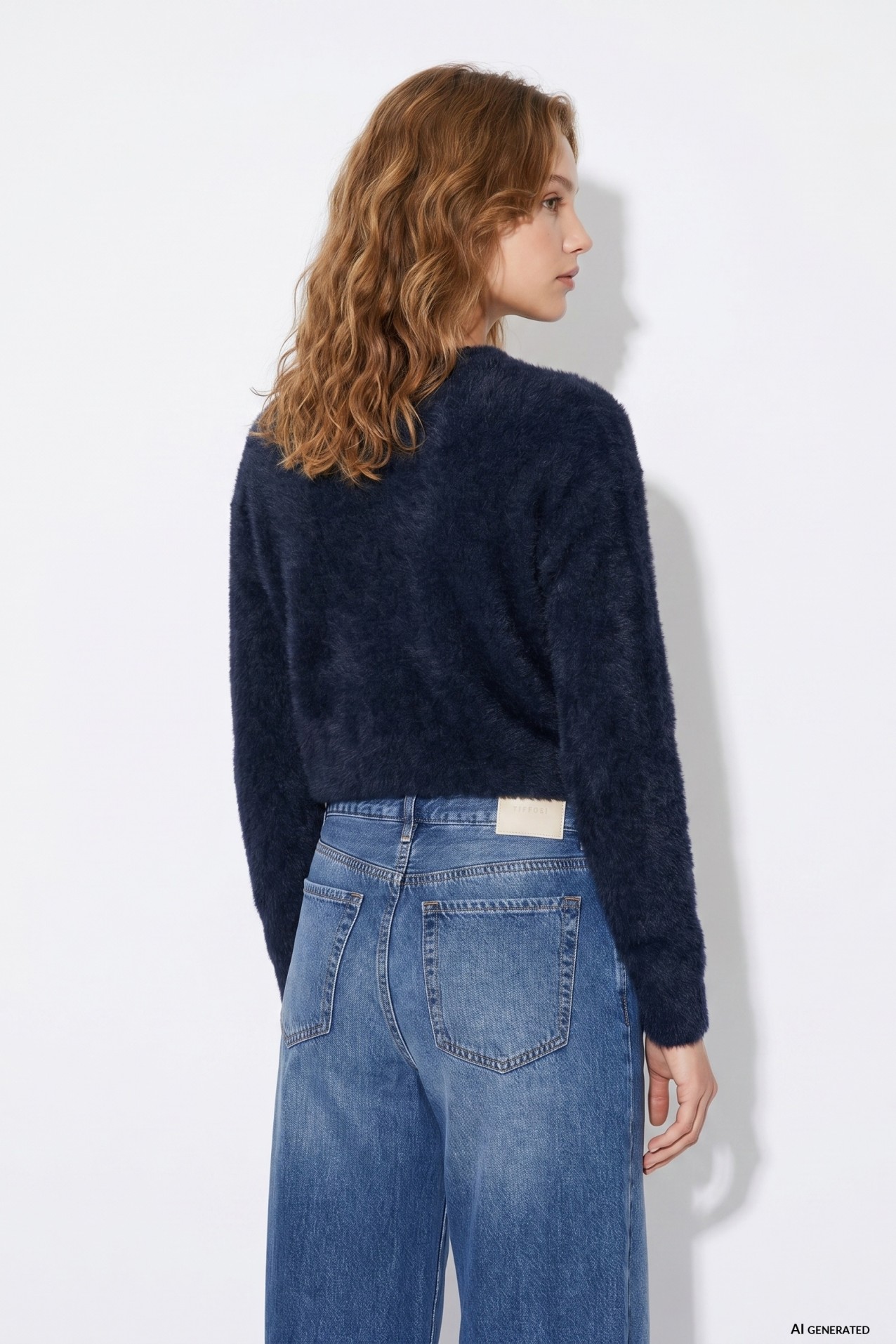 Navy Blue Fluffy Jumper
