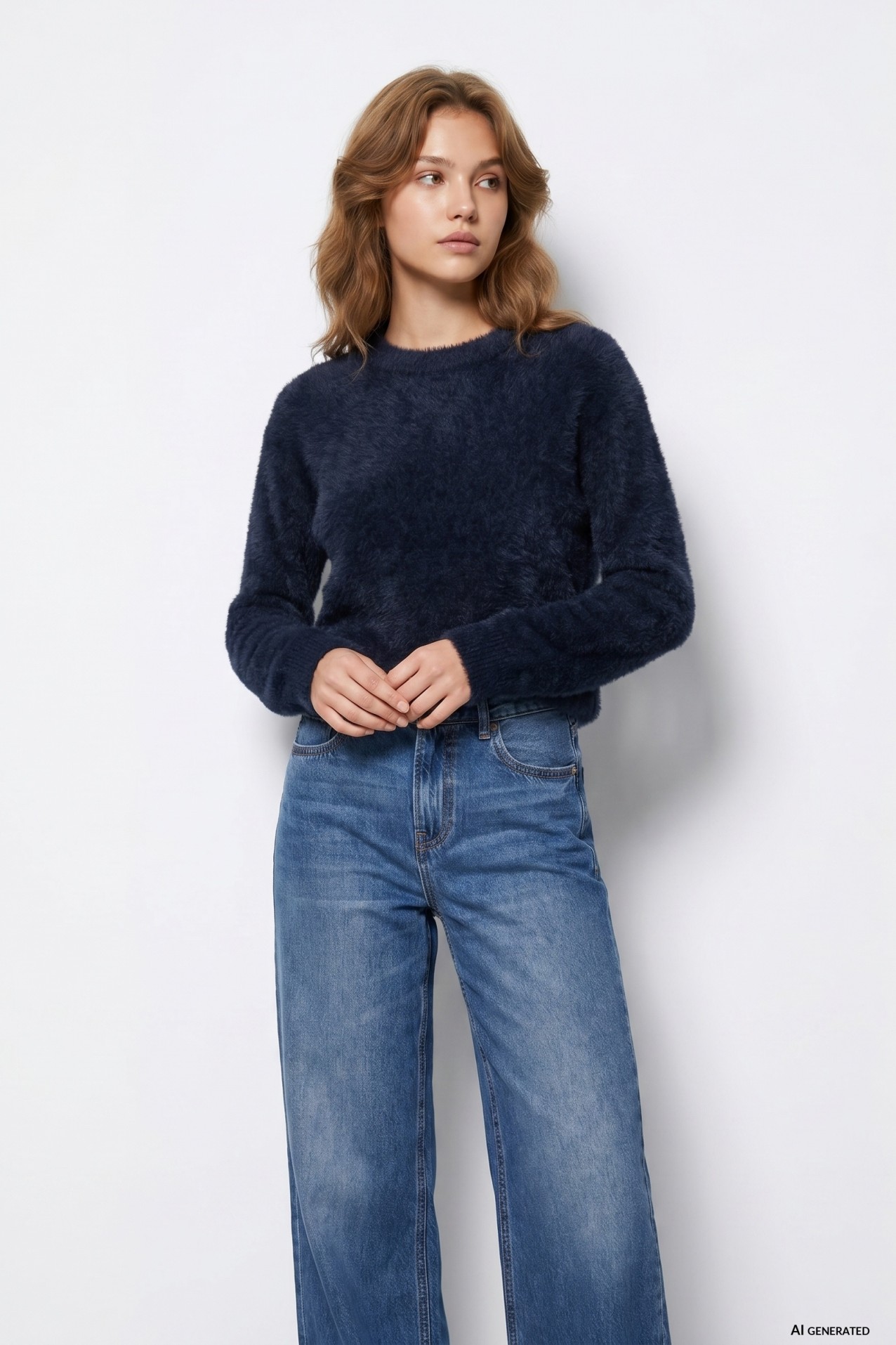 Navy Blue Fluffy Jumper