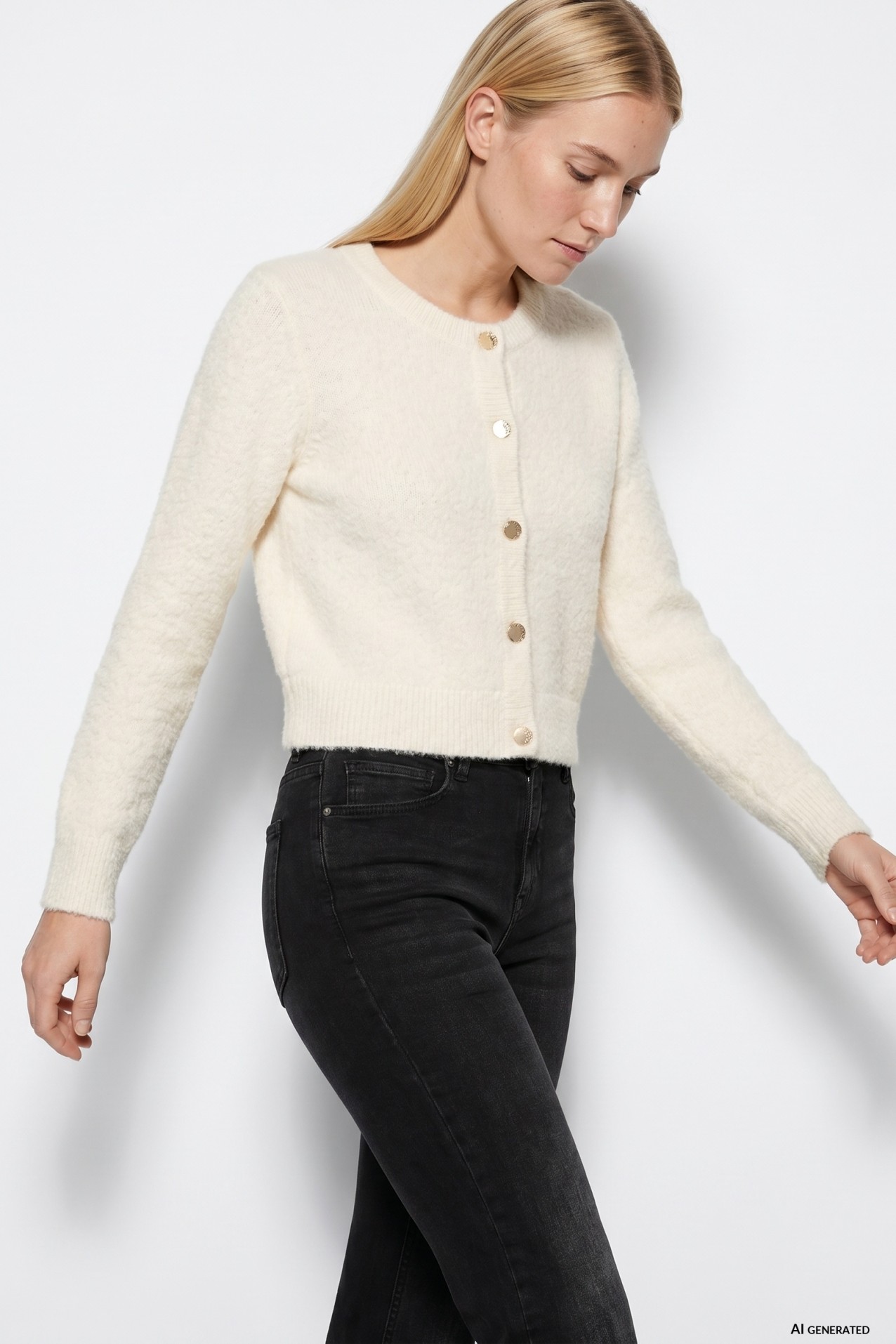 Cream cropped cardigan