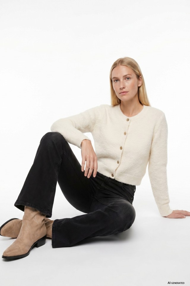 Cream cropped cardigan