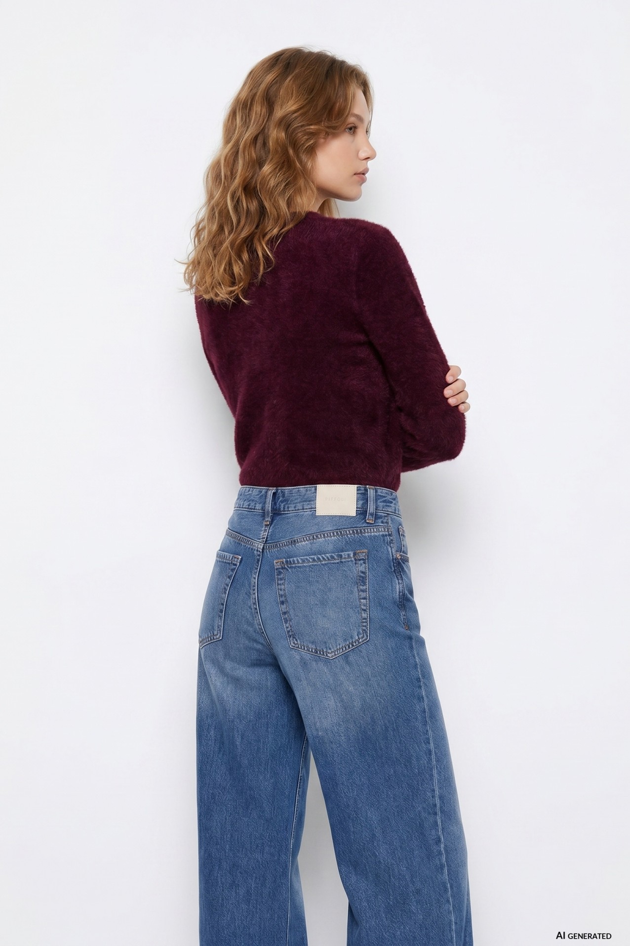 Red cropped cardigan sweater