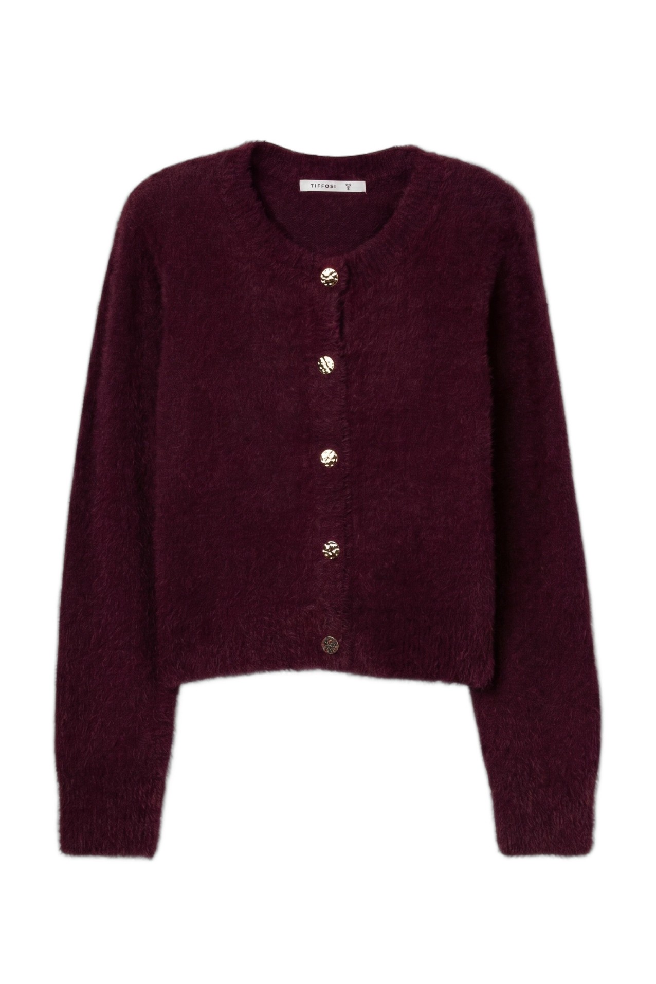 Red cropped cardigan sweater