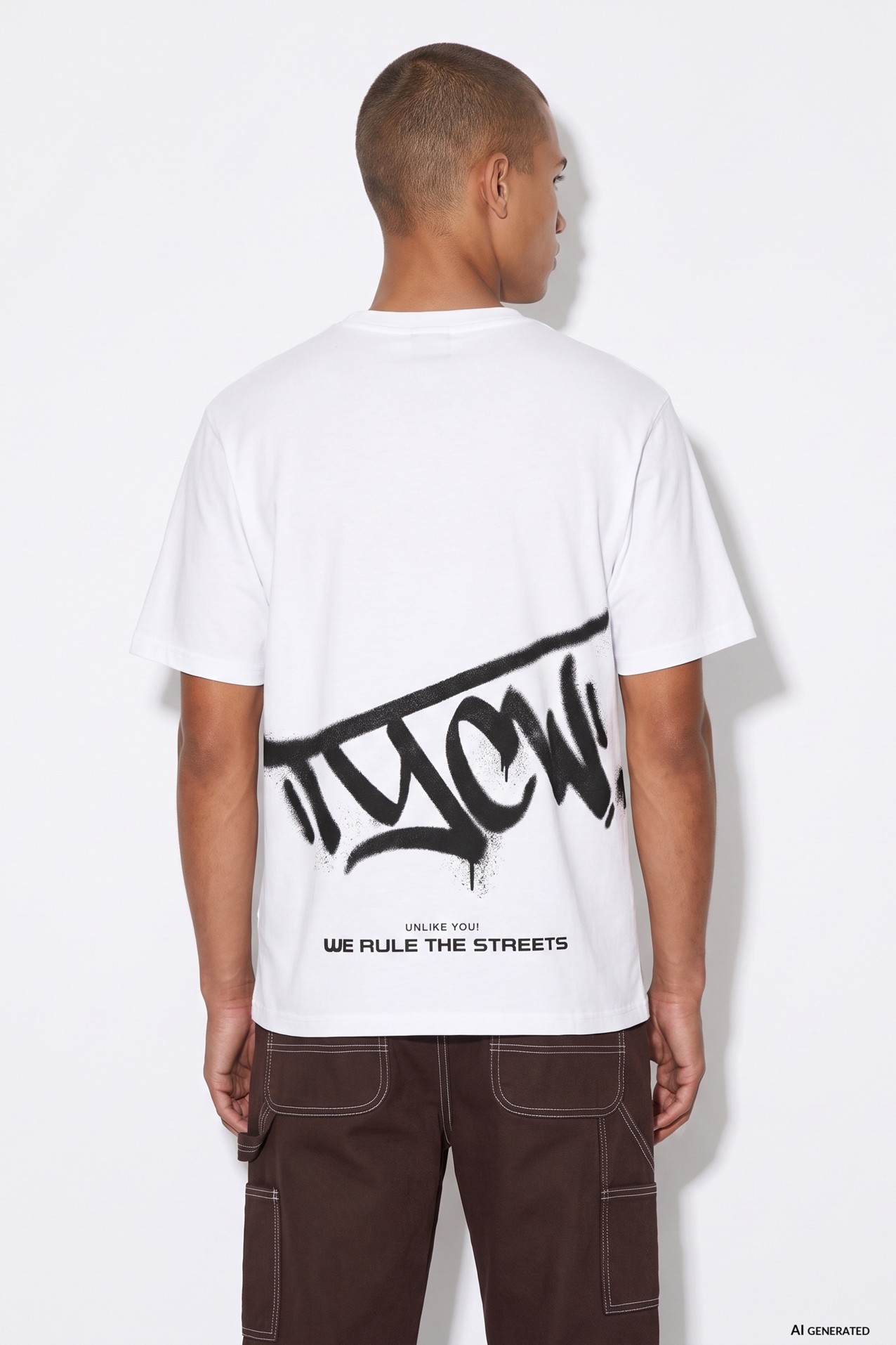 White Oversize Graffiti Tee