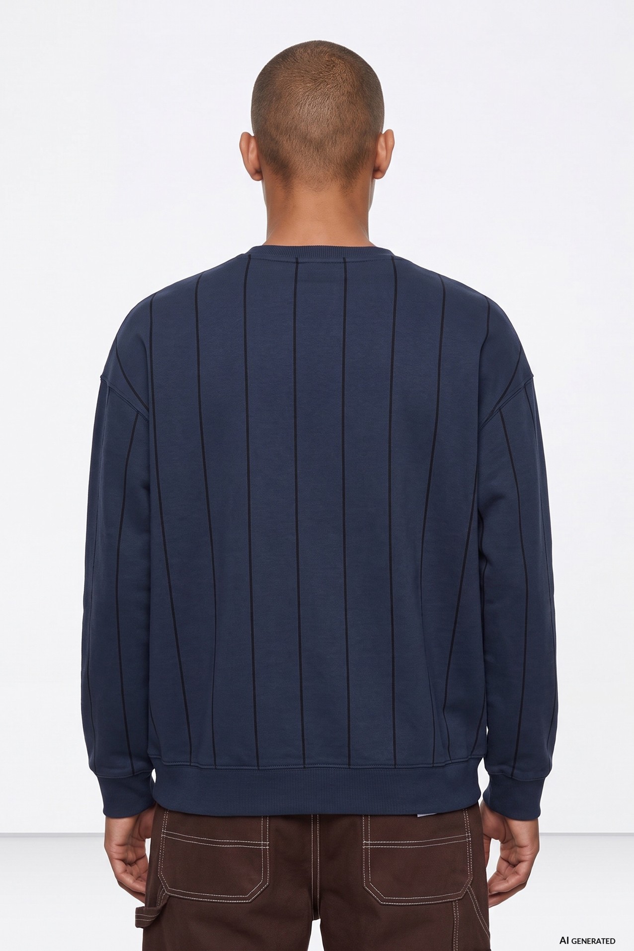 Navy Blue Pinstripe Sweatshirt