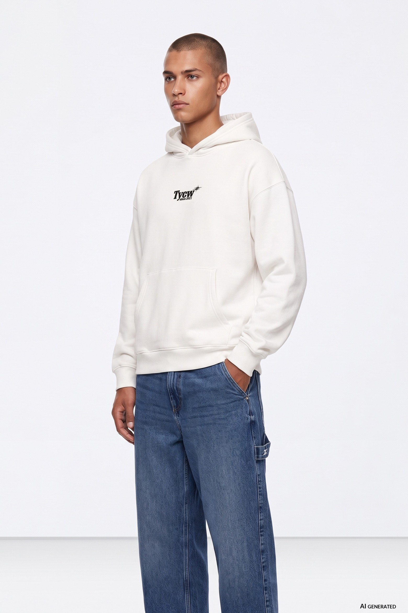 White Oversized Modern Hoodie