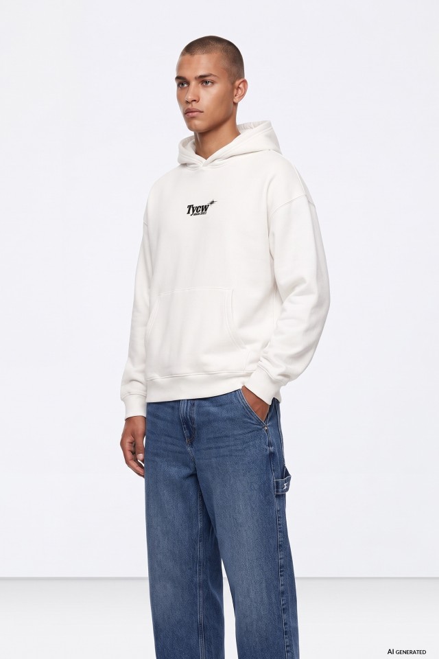 White Oversized Modern Hoodie
