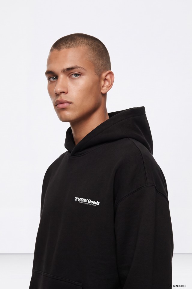 Black Hoodie With Urban Print