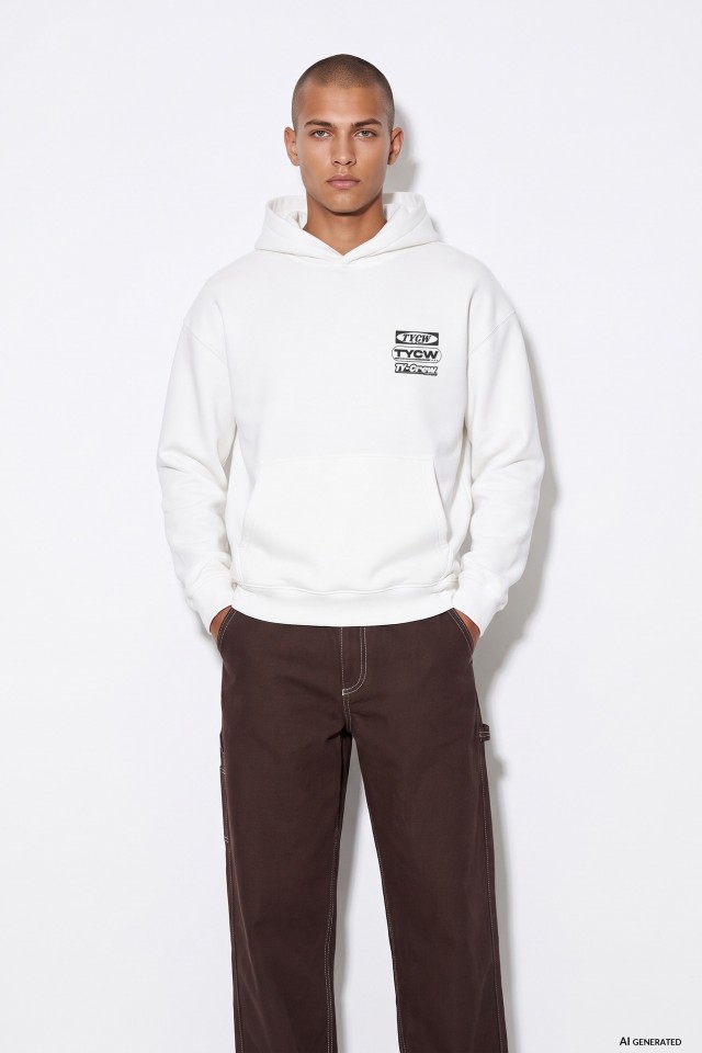 White Hoodie With Graphic Print