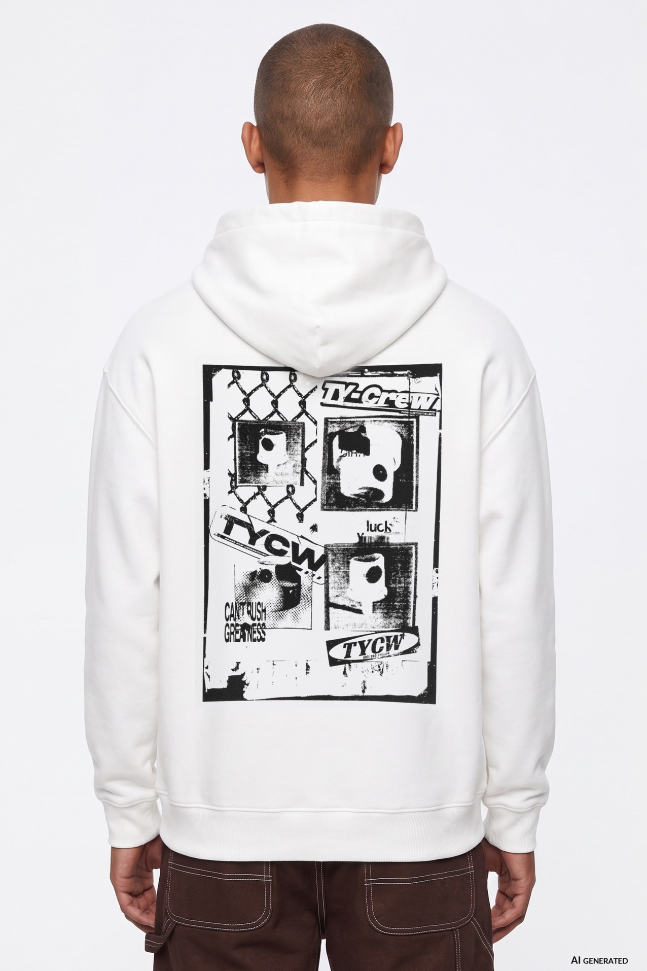 White Hoodie With Graphic Print