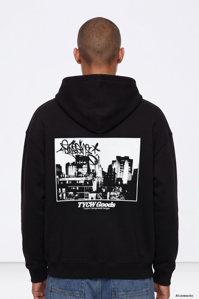 Sudadera negra oversize capucha Sudadera negra oversize capucha