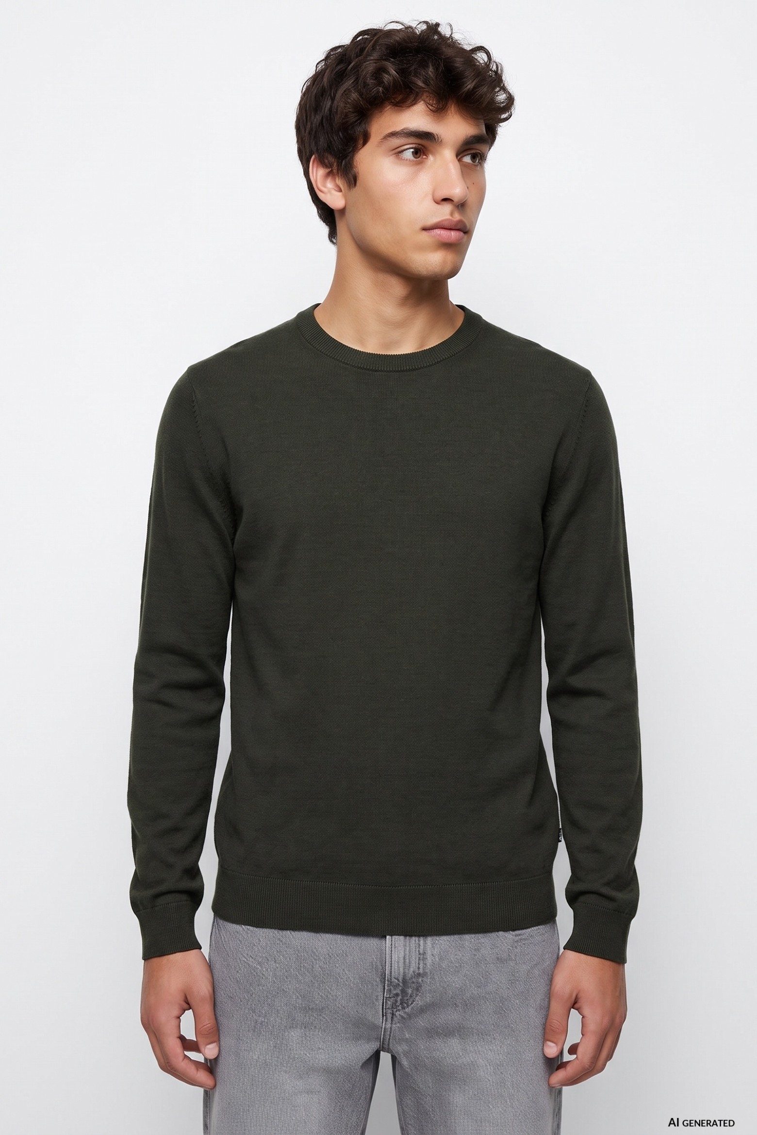 Dark Green Casual Sweater