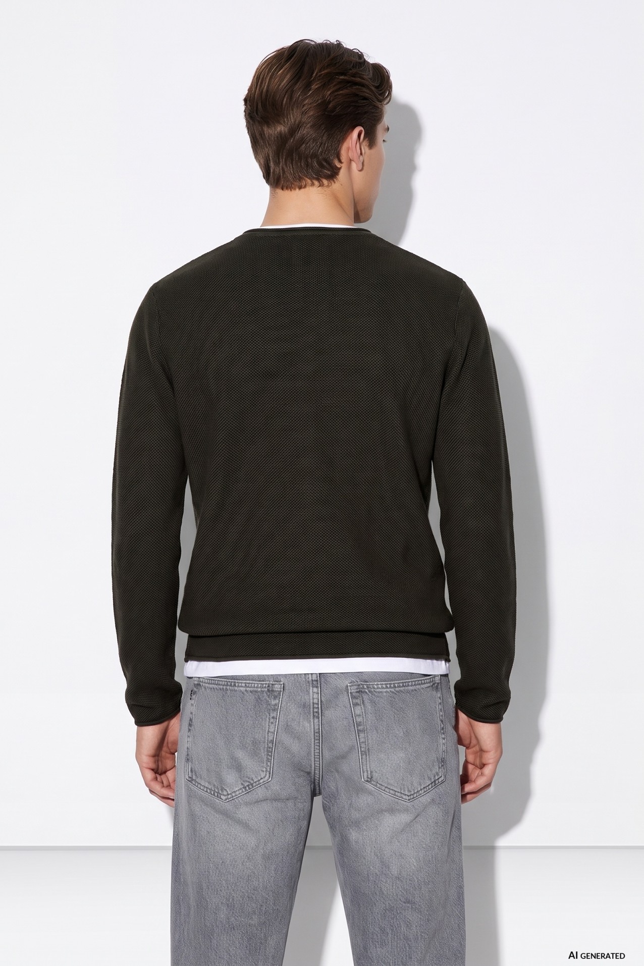 Green Knit Casual Sweater