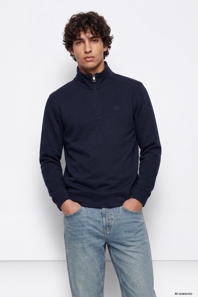 Sudadera azul con cremallera
