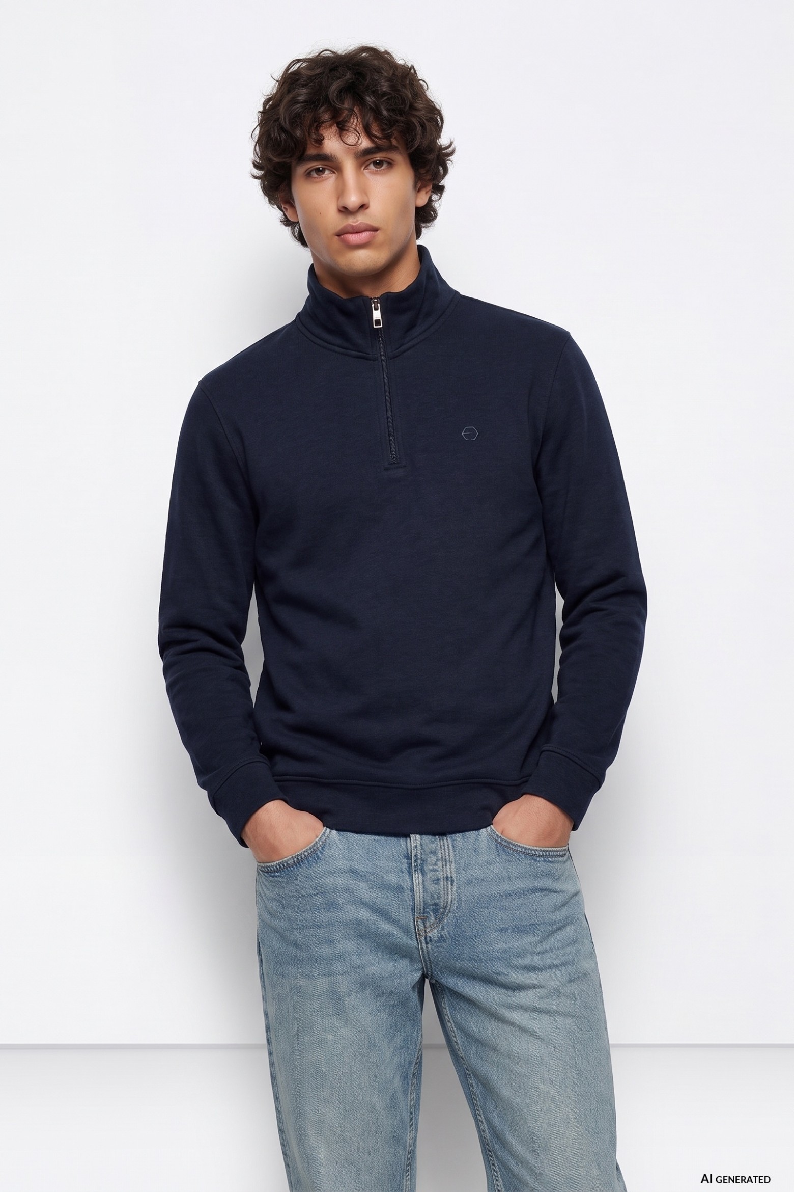 Sweatshirt azul meia gola