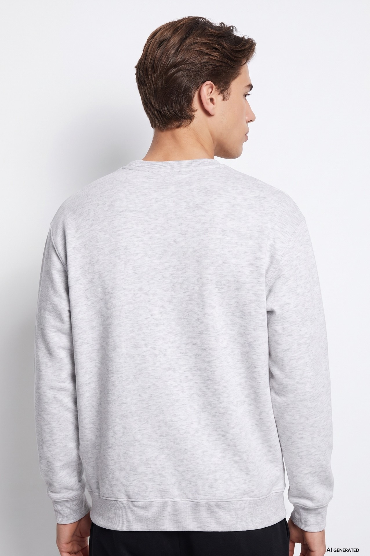 Grey Melange Casual Sweatshirt