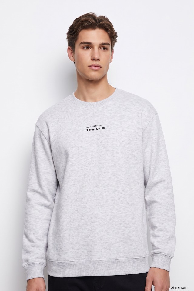 Grey Melange Casual Sweatshirt