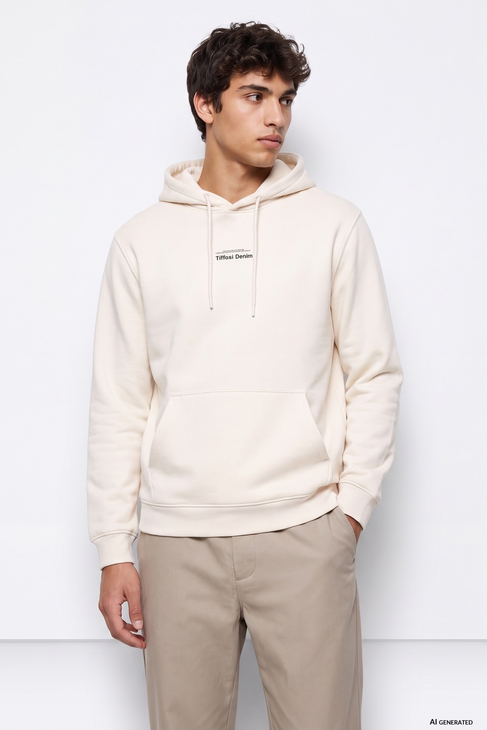 Beige Minimal Hoodie