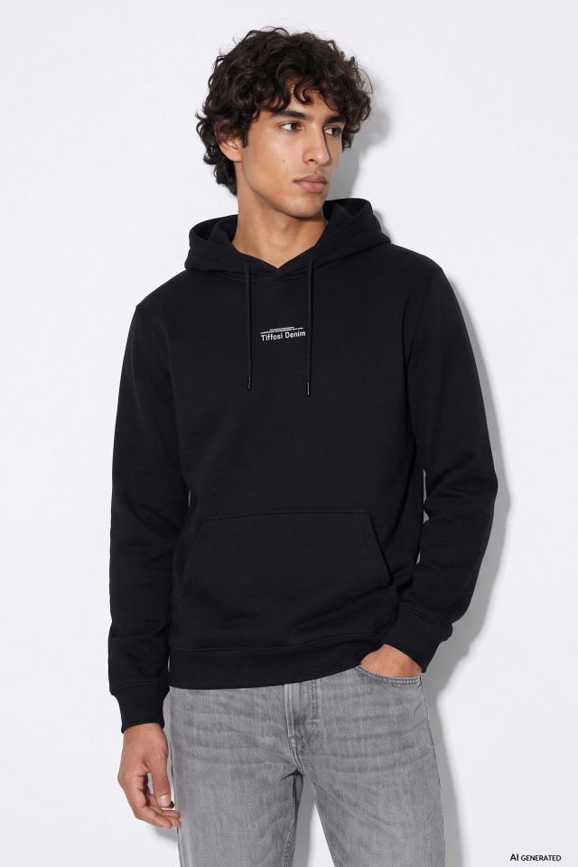 Sudadera capucha negra ajustada