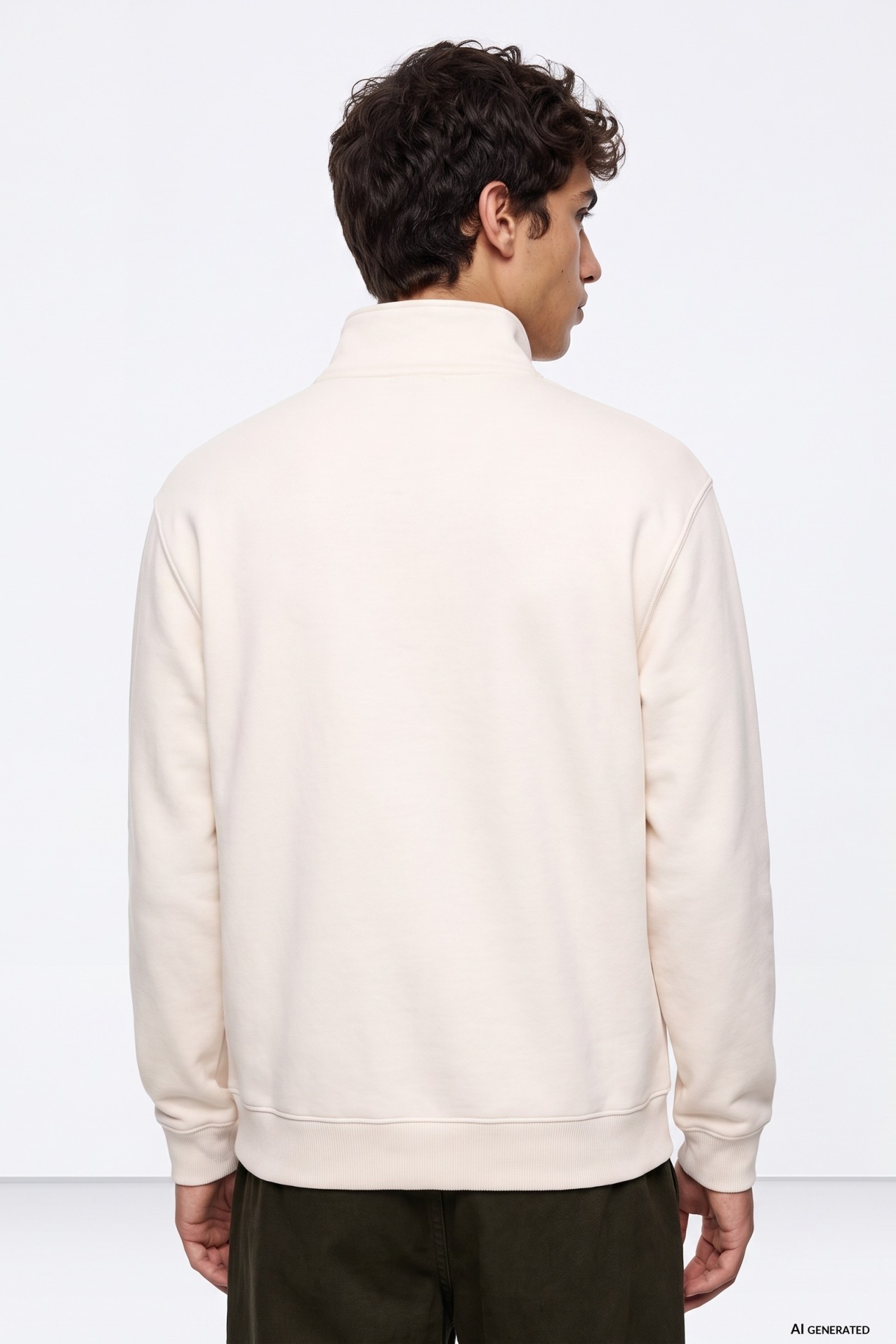 Beige Half-Zip Sweatshirt