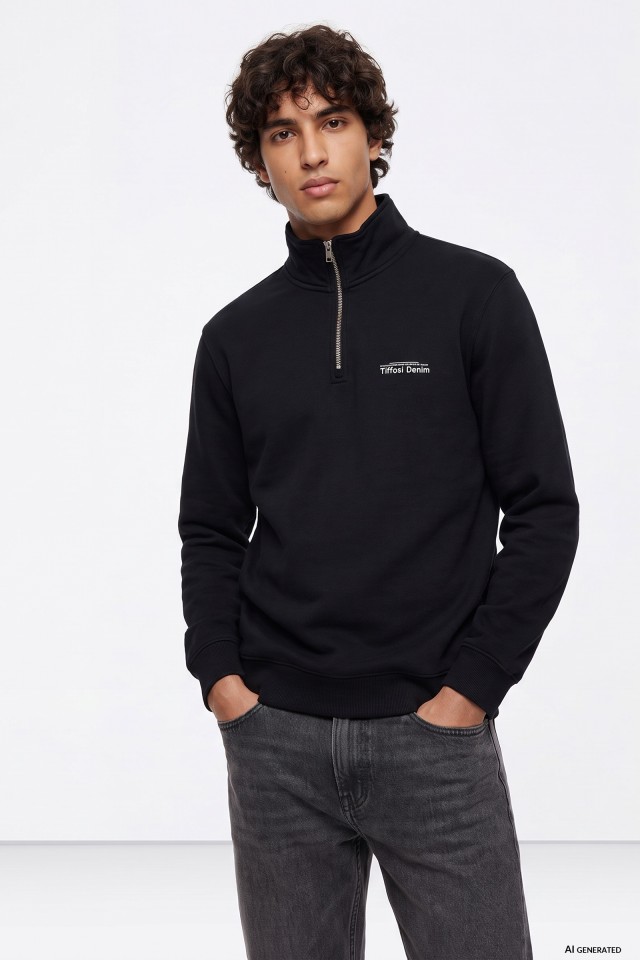 Black Half-Zip Sweatshirt