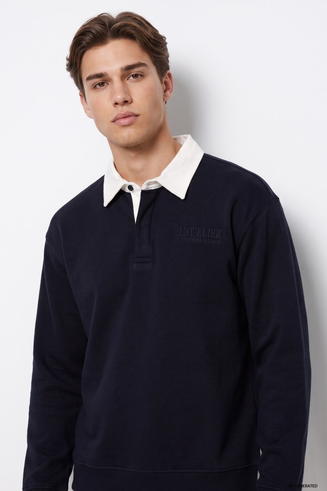 Long Sleeve Blue Polo