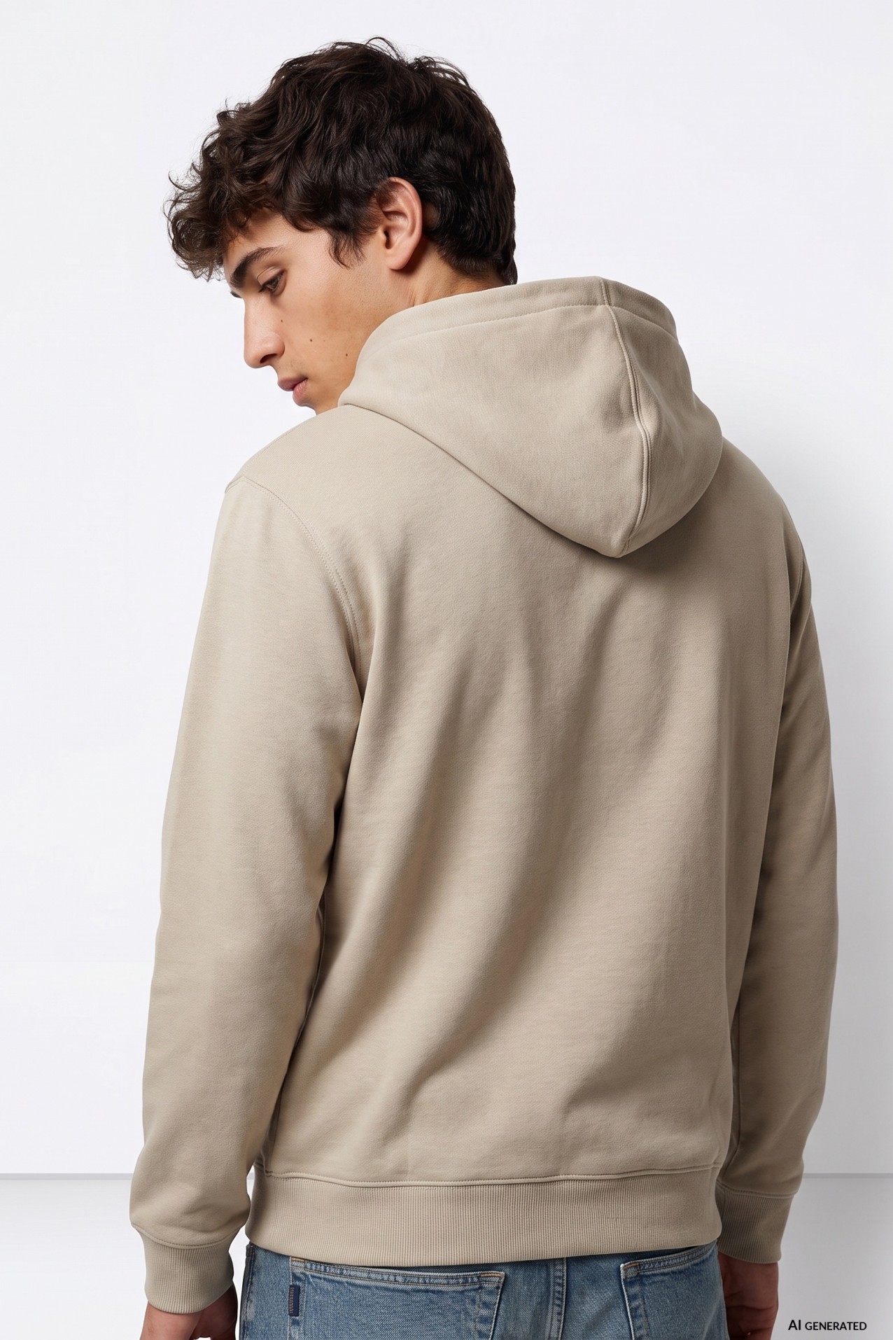 Beige Casual Hoodie