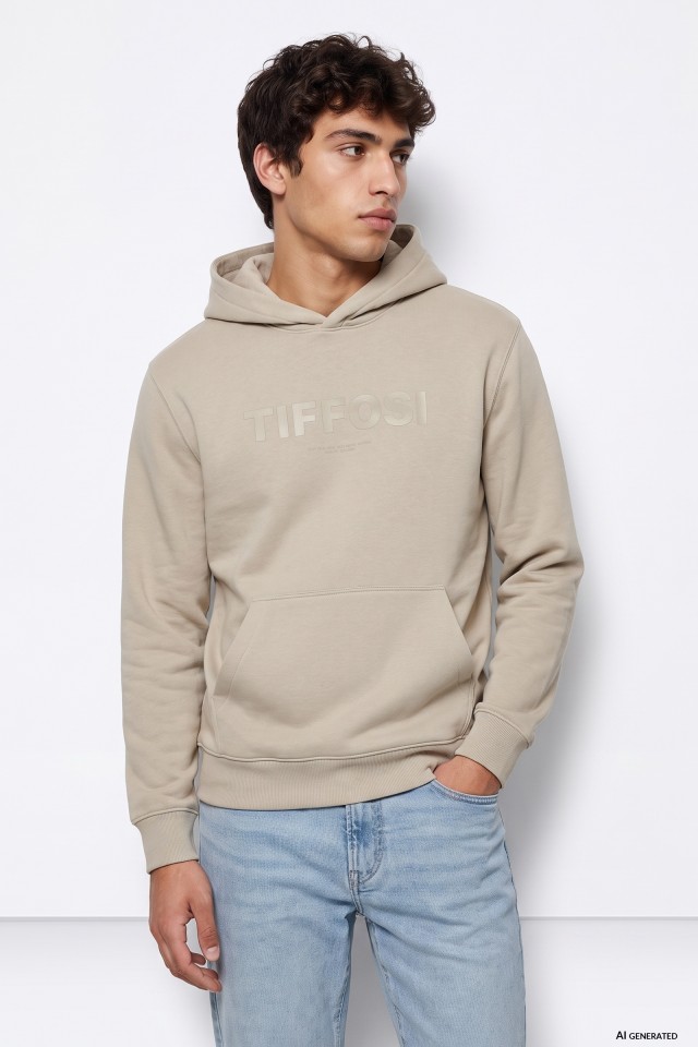 Hoodie bege b�sico oversize