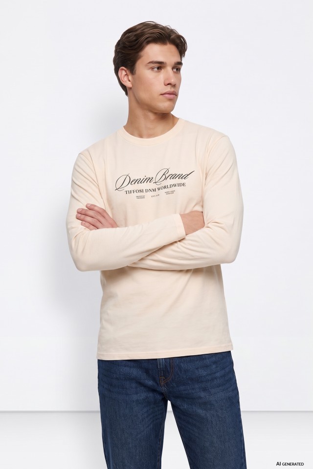 Beige Long Sleeve T-shirt