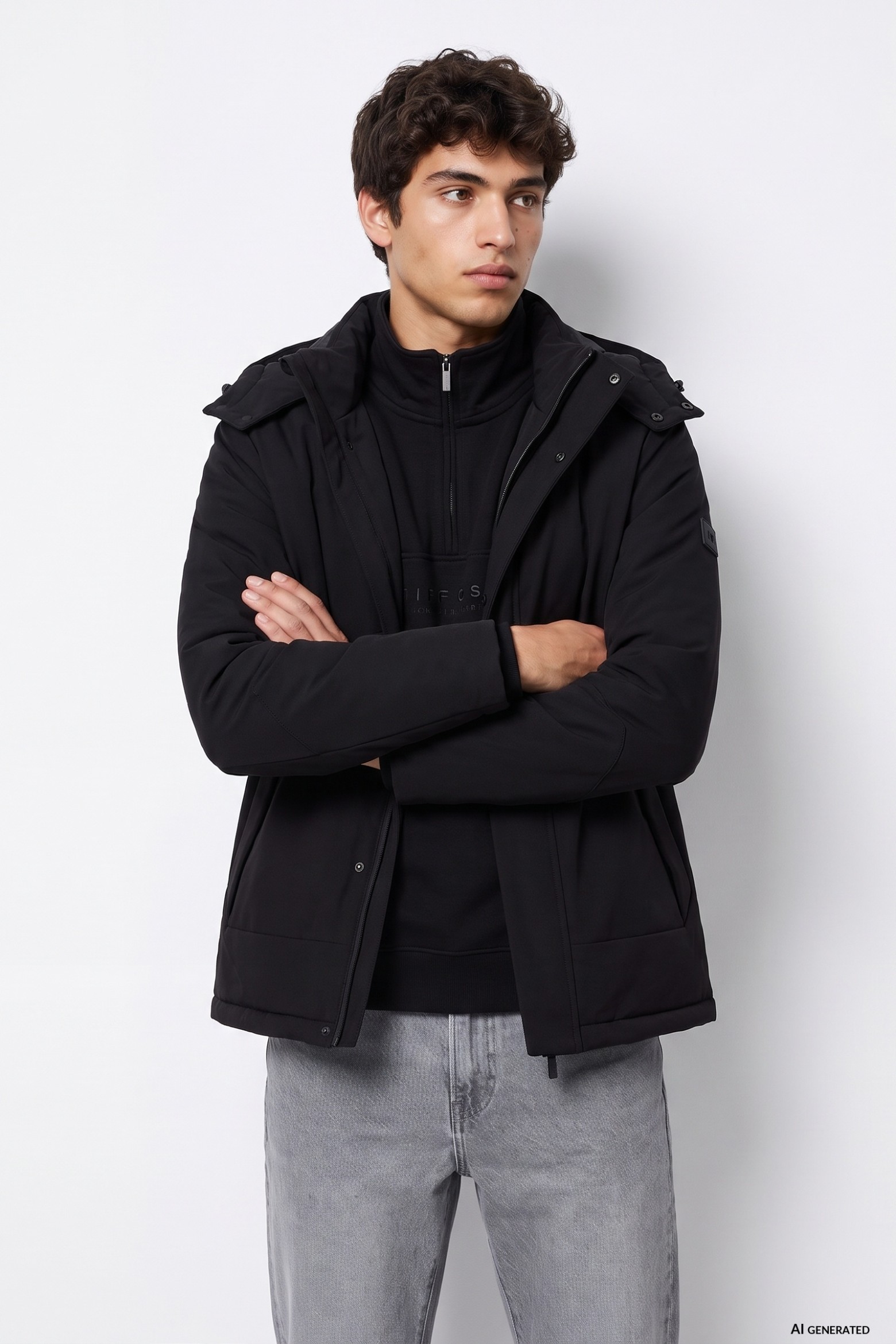 Black casual fit jacket