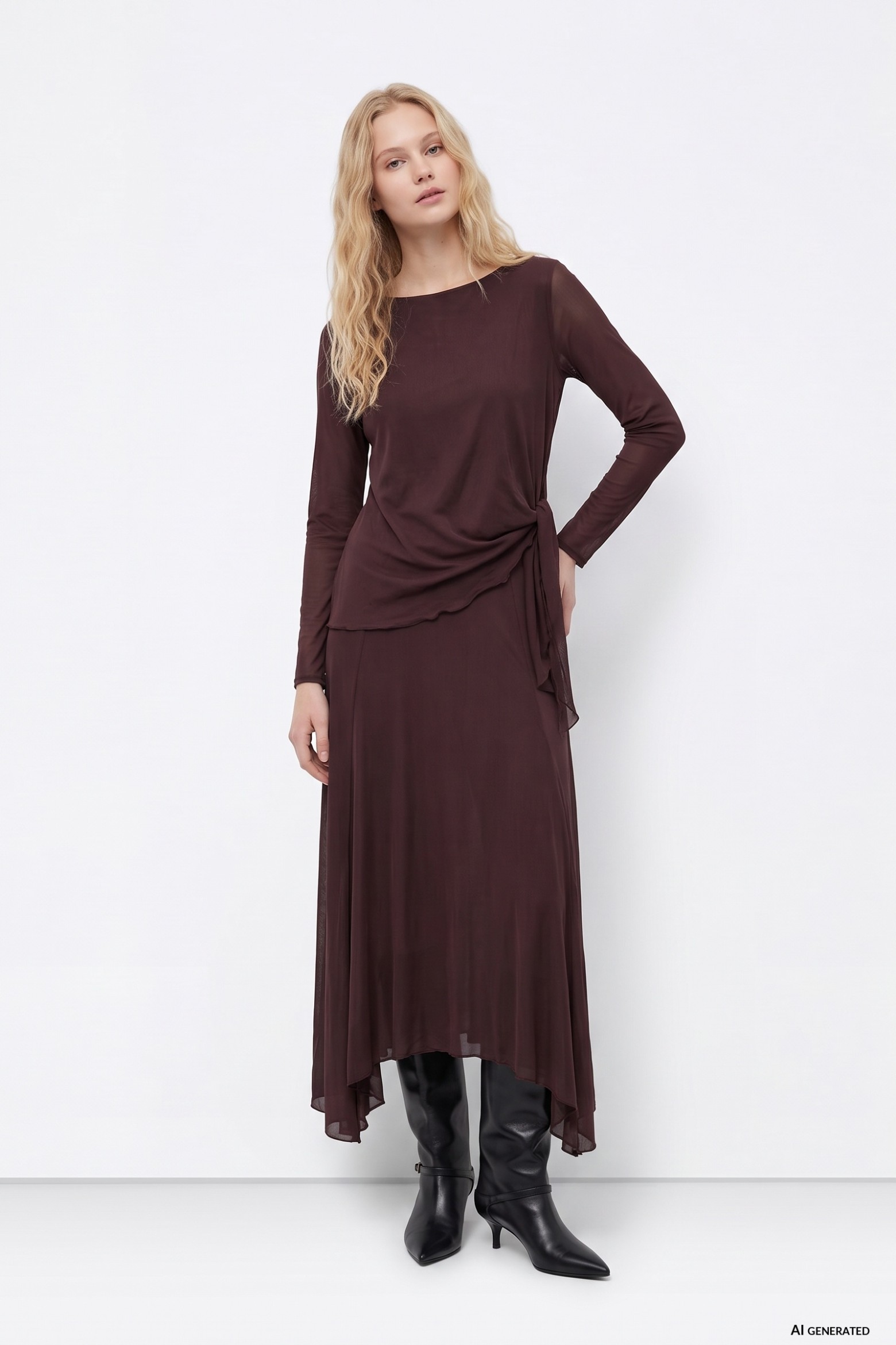 Vestido marrón oscuro