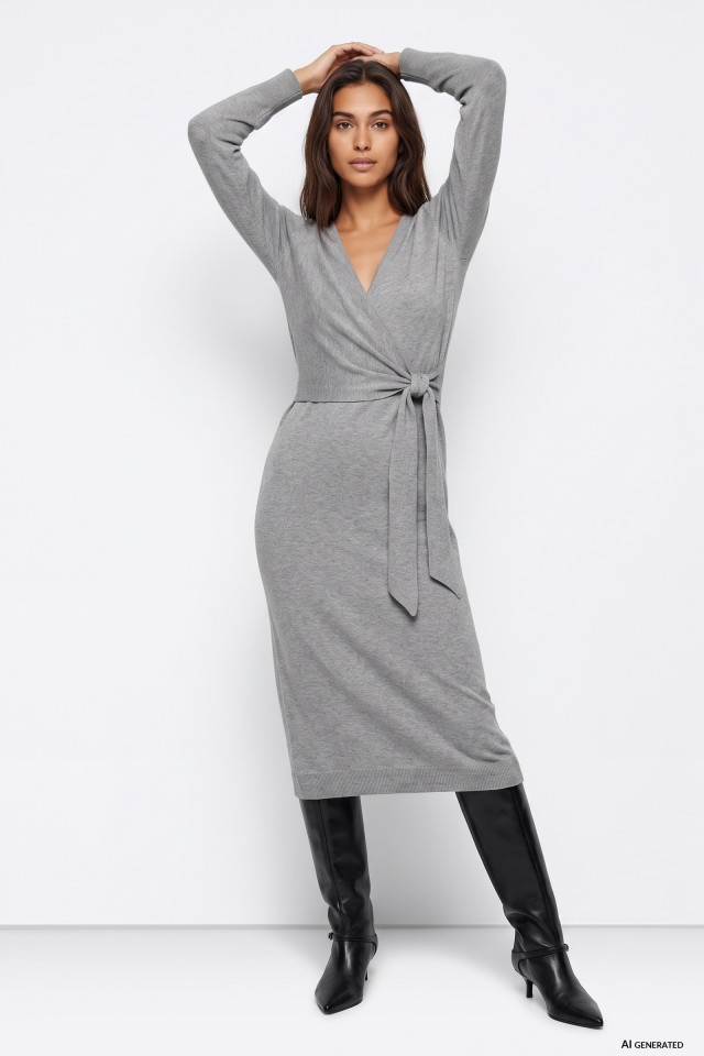 Vestido Cinzento Mesclado