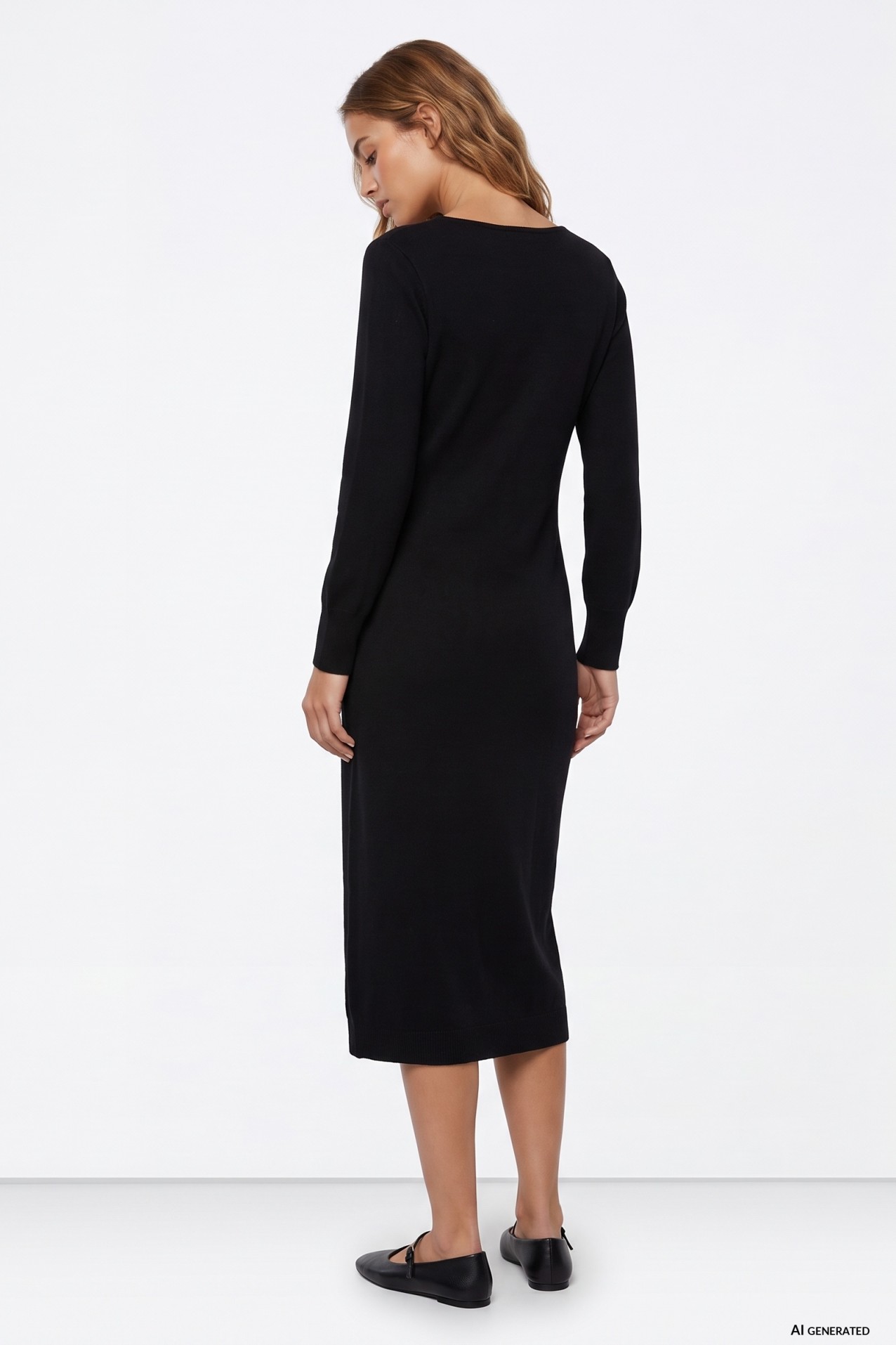 Black Wrap Midi Dress