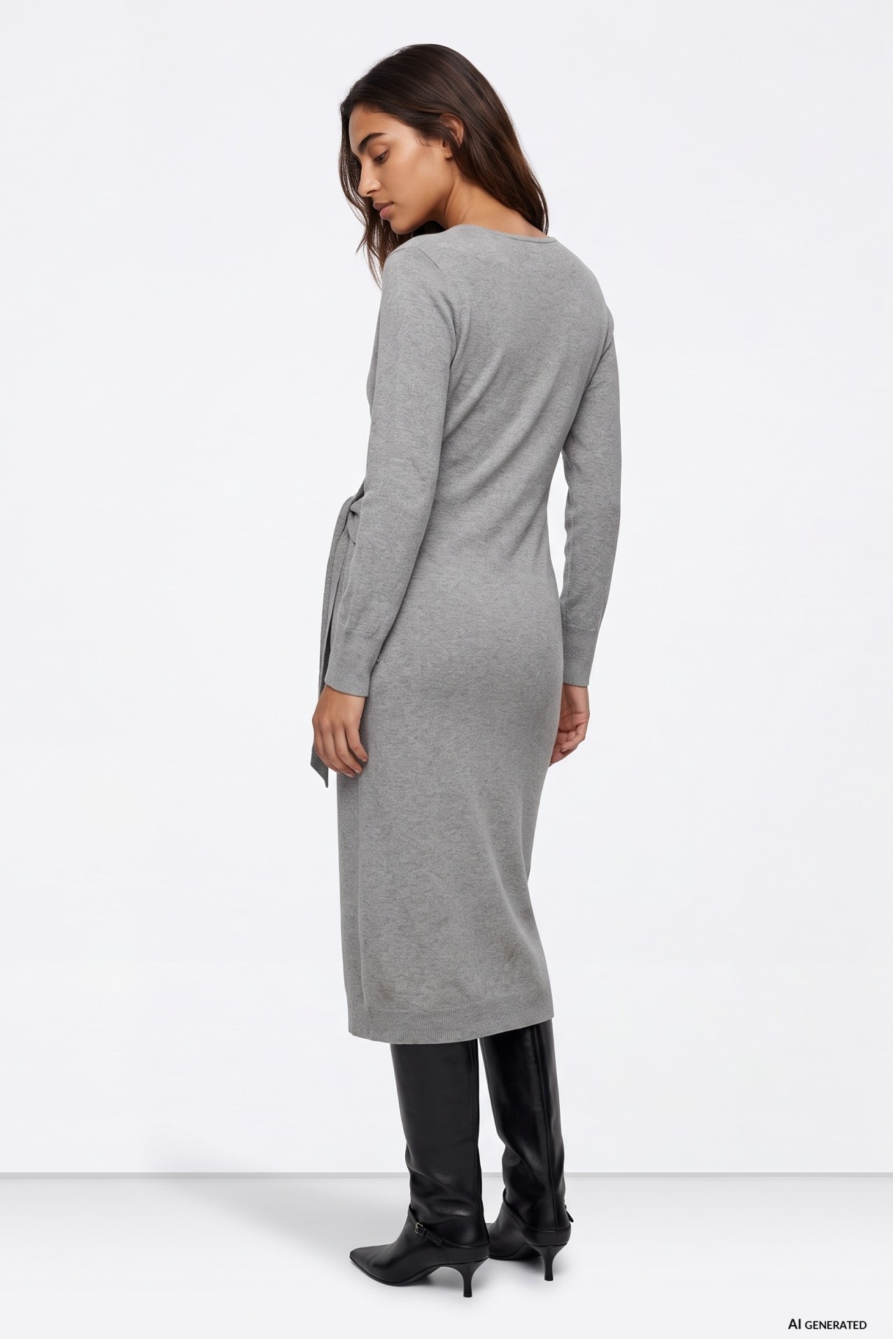 Grey M�lange Wrap Dress