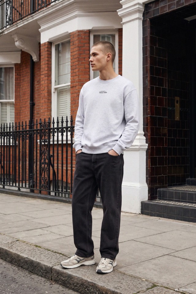 Grey Melange Casual Sweatshirt Grey Melange Casual Sweatshirt