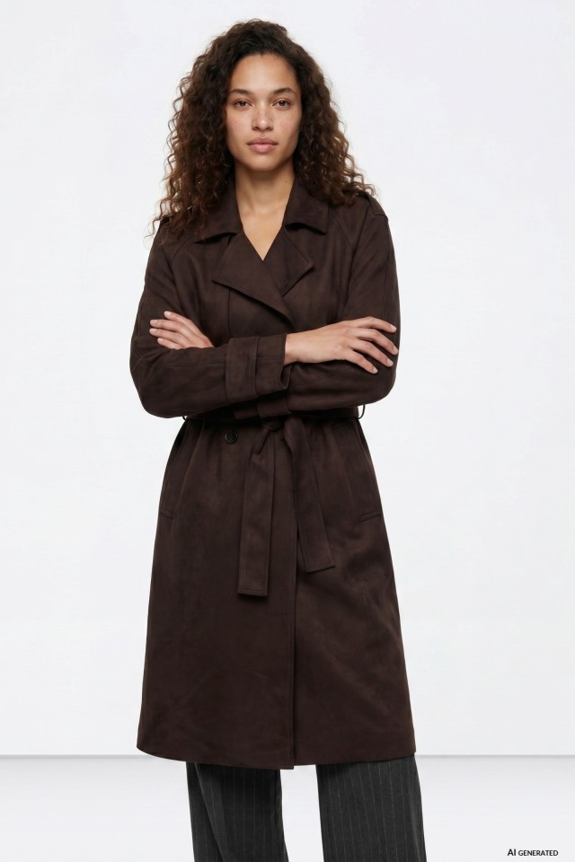 Long Chocolate Belted Coat