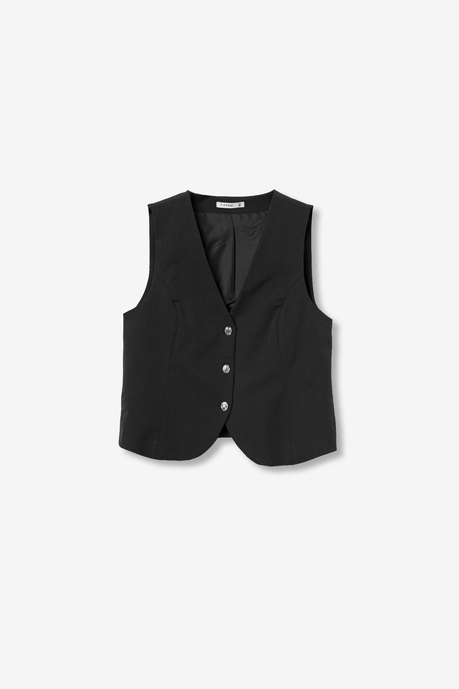 Black Sleeveless Button Vest